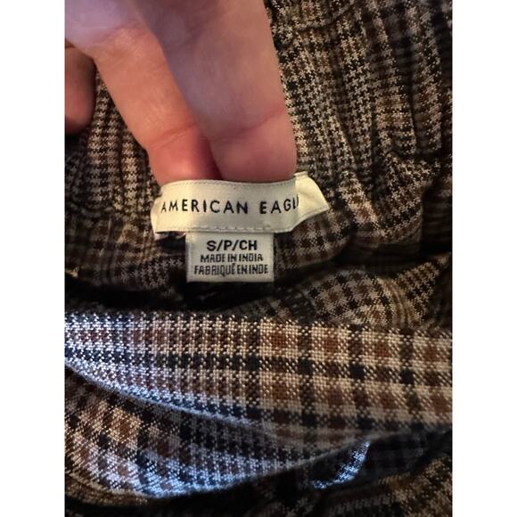 American Eagle Women’s Plaid Paperbag WideLeg Waist Pants Size S Y2KStyle Preppy - Picture 8 of 8